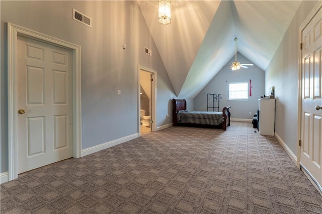 31 Allen Hill Rd, Tylertown, MS 39667 - bedroom with carpet floors, vaulted ceiling, and ensuite bath