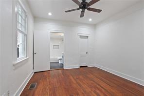 5227-29 Coliseum St, New Orleans, LA 70115 - unfurnished bedroom with recessed lighting, wood finished floors, and ceiling fan