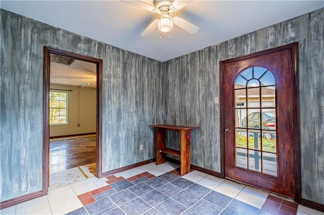 210 Lake Ontario Ct, Slidell, LA 70461 - tiled foyer entrance with baseboards and ceiling fan