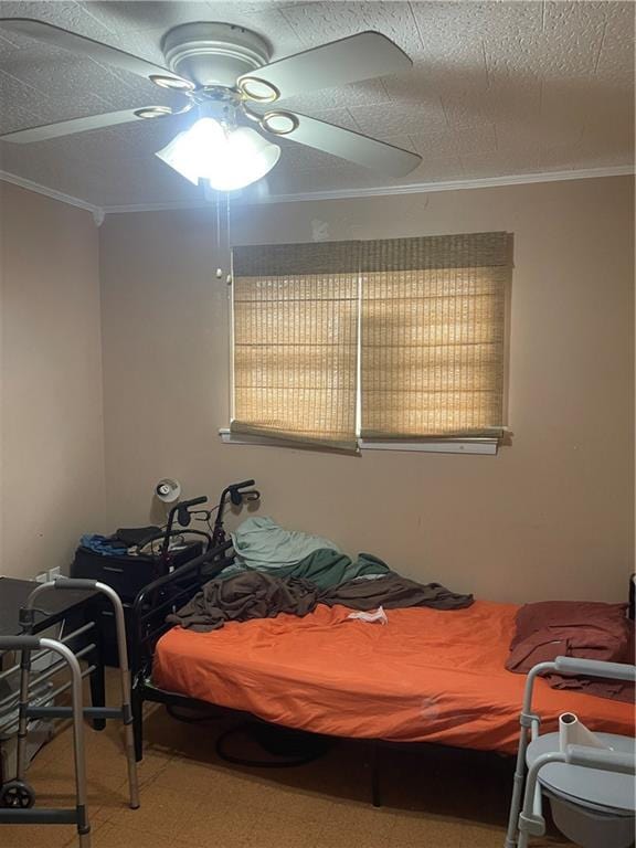 2711 Claire Ave, Gretna, LA 70053 - bedroom with crown molding, tile patterned floors, and ceiling fan