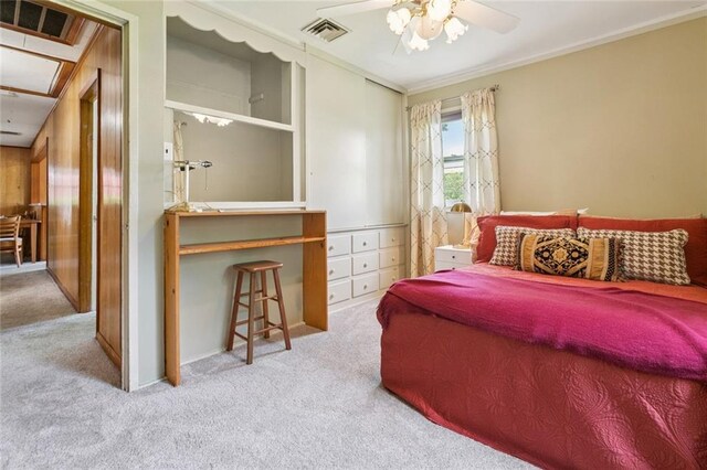 638 Huntlee Dr, New Orleans, LA 70131 - bedroom featuring carpet, ornamental molding, and ceiling fan