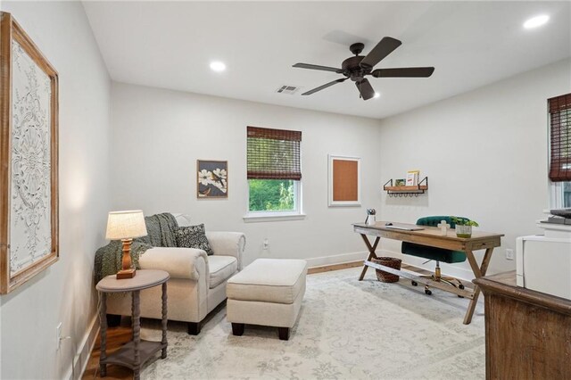 133 Crapemyrtle Rd, Covington, LA 70433 - office area featuring a ceiling fan and recessed lighting
