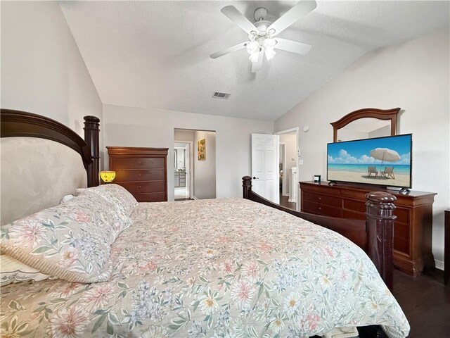 2009 Rubich Ln, Slidell, LA 70461 - bedroom featuring lofted ceiling, dark wood finished floors, and ceiling fan