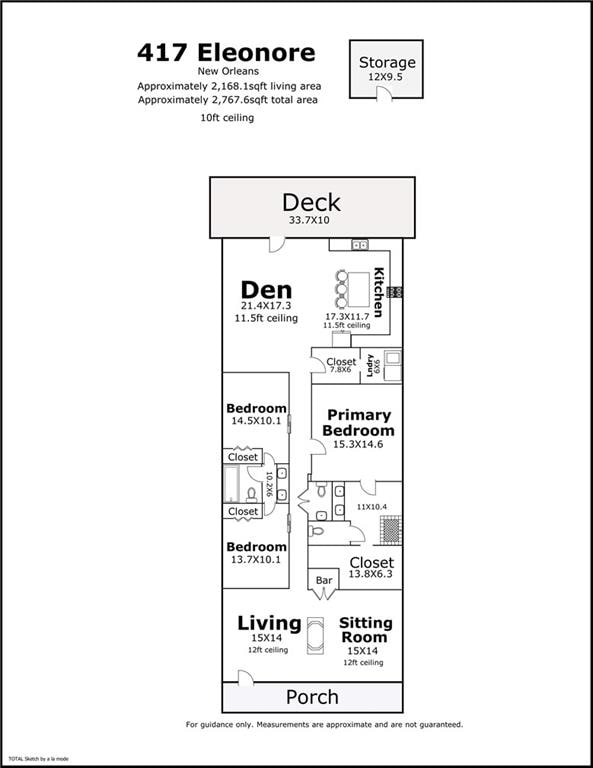 417 Eleonore St, New Orleans, LA 70115 - view of floor plan / room layout