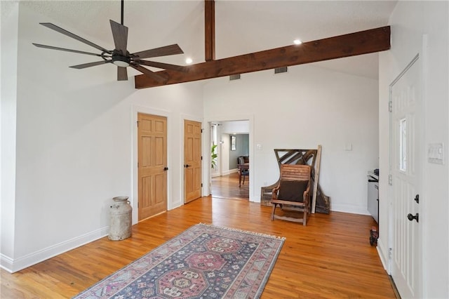 223840 Dante St, New Orleans, LA 70118 - foyer entrance with a ceiling fan and light wood-style flooring