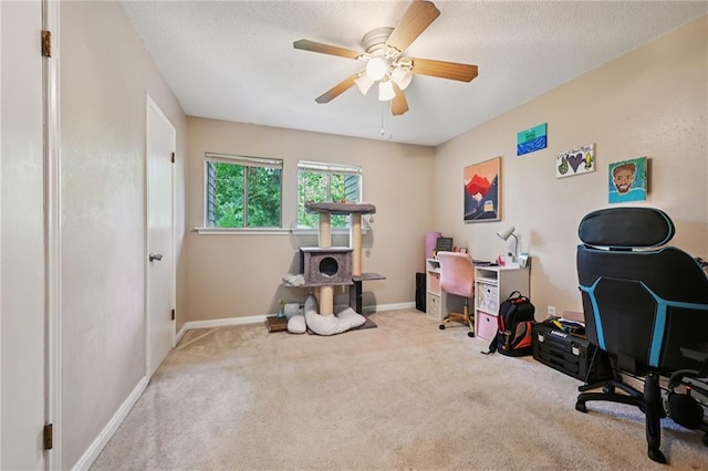 181 Sandra Del Mar Dr Unit 181, Mandeville, LA 70448 - office space with carpet, ceiling fan, and a textured ceiling