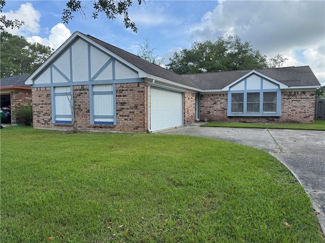 204 Portsmouth Dr, Slidell, LA 70460 - view of front of property featuring concrete driveway, brick siding, an attached garage, and a front yard