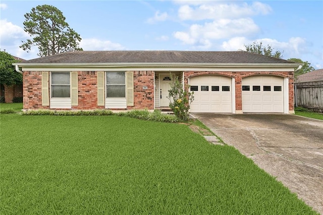 761 Holyoke Pl, Terrytown, LA 70056 - ranch-style house with concrete driveway, brick siding, a front yard, and a garage