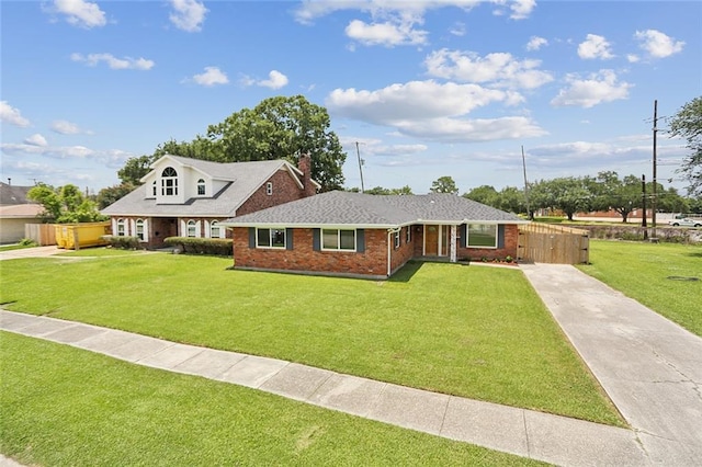 14 Derbes Dr, Gretna, LA 70053 - view of front facade with driveway, brick siding, and a chimney
