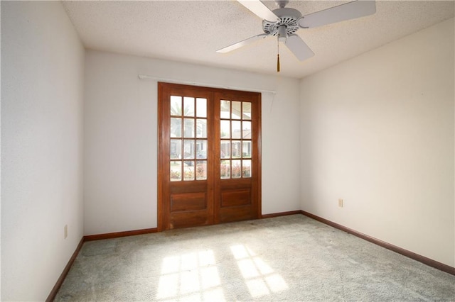 4808 Janice Ave, Kenner, LA 70065 - unfurnished room with french doors, carpet flooring, ceiling fan, and a textured ceiling