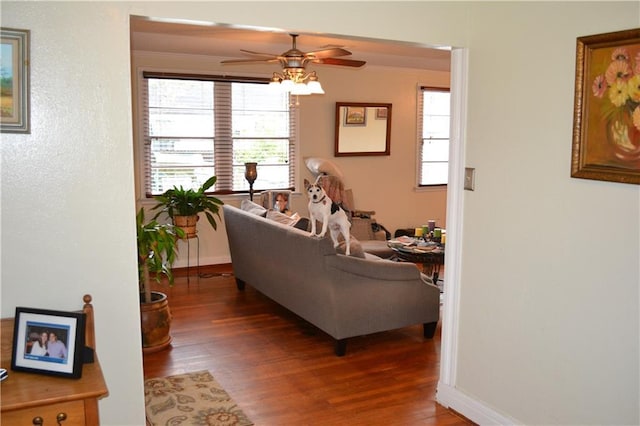 128 Gruner Rd, Metairie, LA 70001 - living area with a ceiling fan and wood finished floors