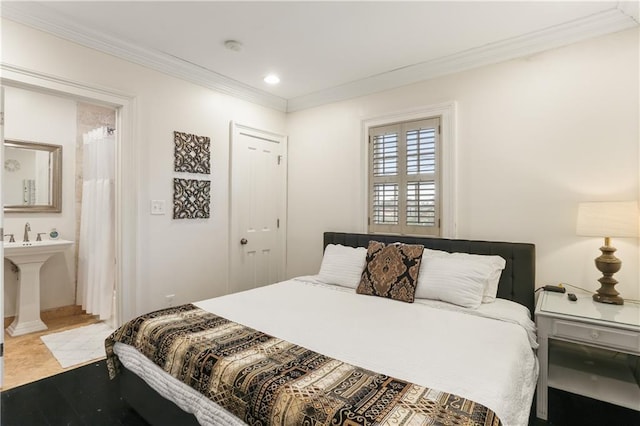 1028 Kerlerec St Unit 3, New Orleans, LA 70116 - bedroom with ornamental molding and recessed lighting