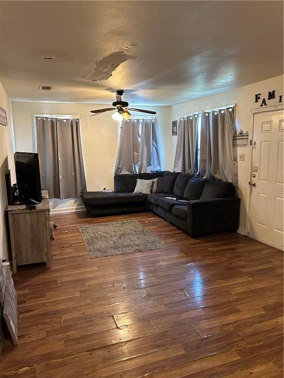 5423 Mandeville St, New Orleans, LA 70122 - living room featuring a ceiling fan and wood-type flooring