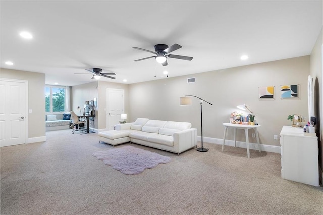 10 Finch St, New Orleans, LA 70124 - living area featuring recessed lighting, carpet flooring, and ceiling fan