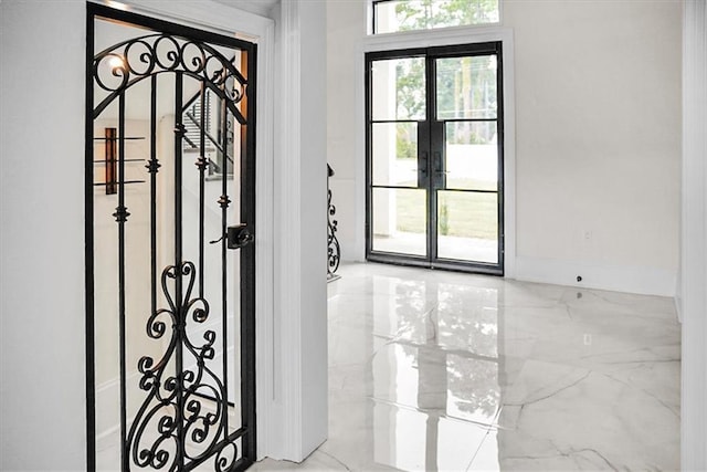 31350 Walker Rd, Walker, LA 70785 - entryway featuring french doors and marble tiled floors