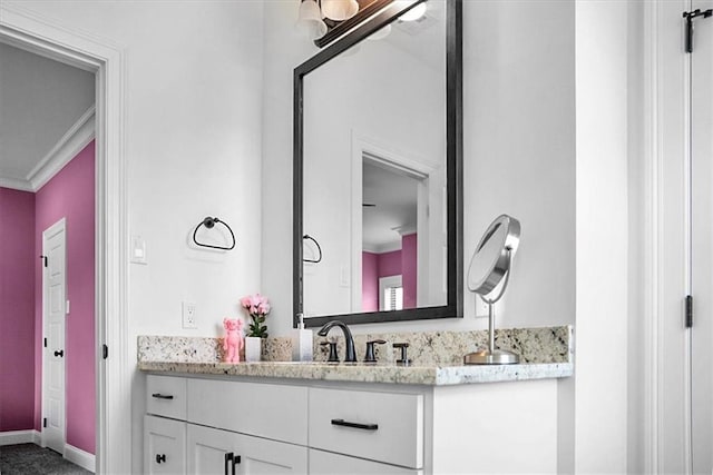31350 Walker Rd, Walker, LA 70785 - bathroom with ornamental molding and vanity