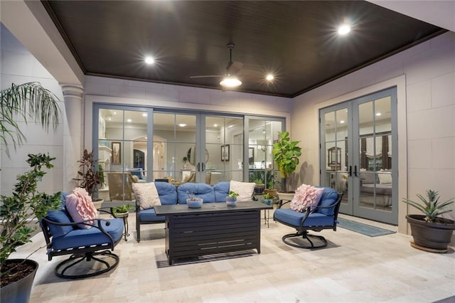 21 Royal Palm Dr, Kenner, LA 70065 - view of patio featuring french doors and an outdoor hangout area