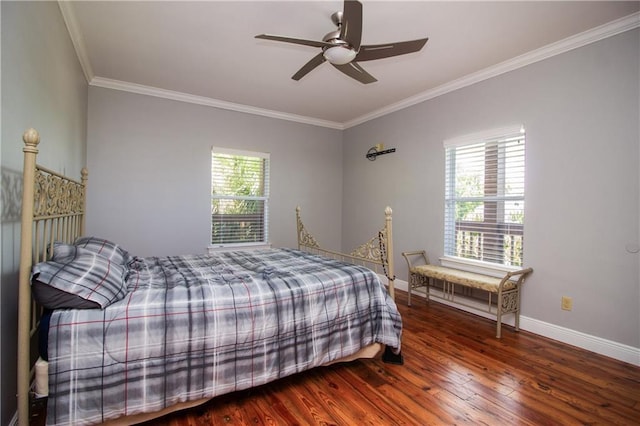 121 Pontchartrain Rd, La Place, LA 70068 - bedroom with wood finished floors, crown molding, and ceiling fan