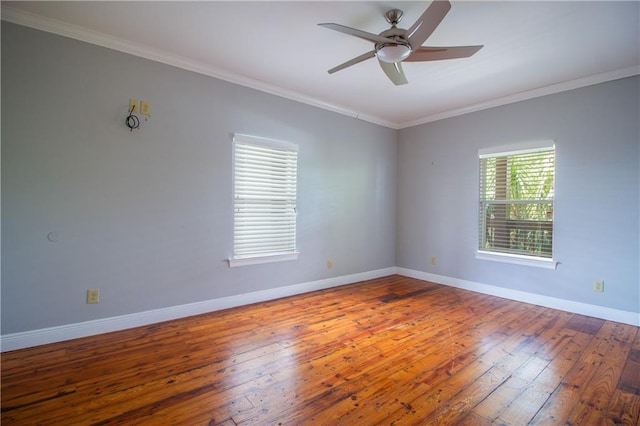 121 Pontchartrain Rd, La Place, LA 70068 - empty room with hardwood / wood-style floors, crown molding, and ceiling fan