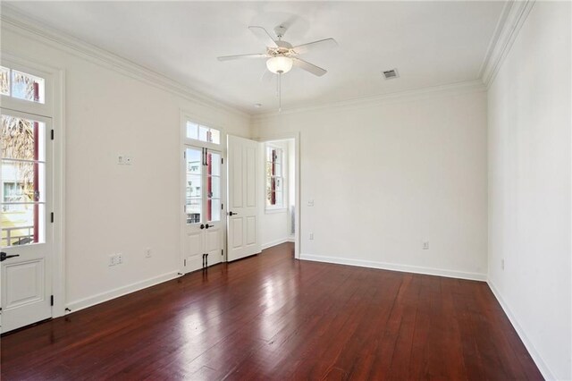 826 Touro St Unit 4, New Orleans, LA 70116 - foyer featuring ceiling fan, healthy amount of natural light, hardwood / wood-style flooring, and crown molding