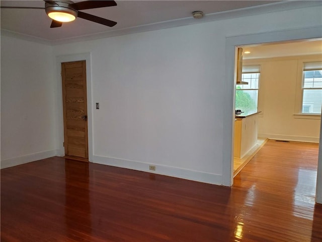411 Lowerline St Unit D, New Orleans, LA 70118 - unfurnished room featuring light wood finished floors, a smoke detector, ceiling fan, and crown molding