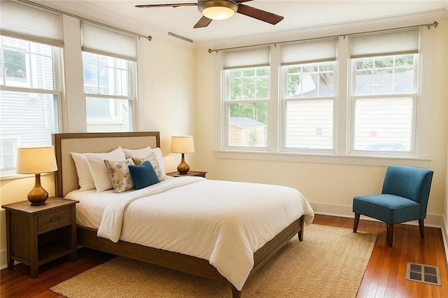 411 Lowerline St Unit D, New Orleans, LA 70118 - bedroom featuring multiple windows, wood finished floors, and a ceiling fan