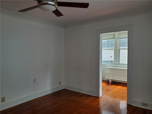 411 Lowerline St Unit D, New Orleans, LA 70118 - unfurnished room with ceiling fan, wood finished floors, and crown molding