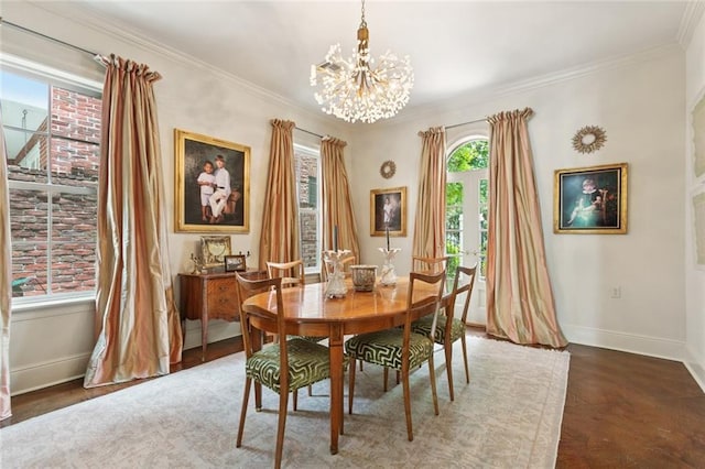 502 Hector Ave, Metairie, LA 70005 - dining area with a chandelier and crown molding