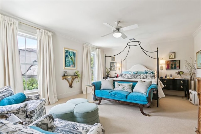 502 Hector Ave, Metairie, LA 70005 - carpeted bedroom featuring crown molding and ceiling fan