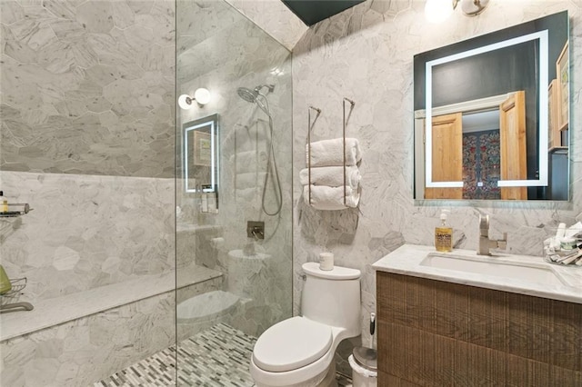 502 Hector Ave, Metairie, LA 70005 - full bathroom featuring tile walls, vanity, and a walk in shower