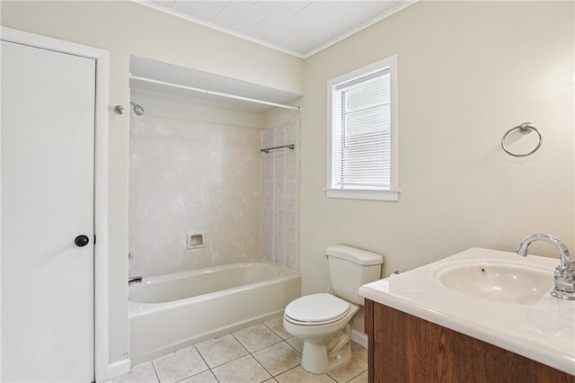 53941 Angela St, Arabi, LA 70032 - full bath featuring tile patterned flooring, shower / washtub combination, vanity, and crown molding