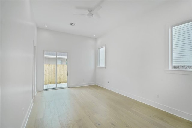 5310 Laurel St, New Orleans, LA 70115 - empty room featuring a ceiling fan, light wood-style floors, and recessed lighting