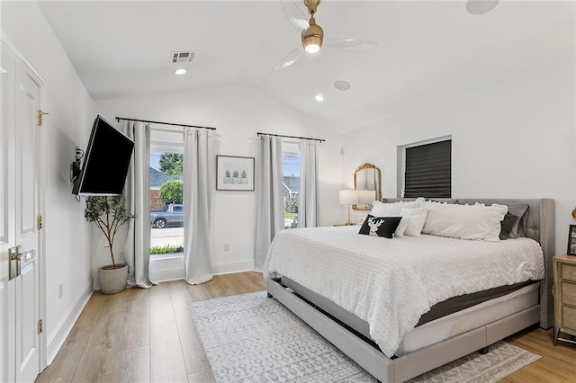 4548 Alphonse Dr, Metairie, LA 70006 - bedroom featuring vaulted ceiling, light wood finished floors, and a ceiling fan