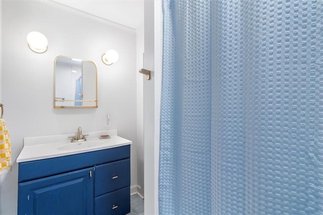 4370 Lasalle St -, Unit New Orleans, LA 70115 - bathroom with vanity, ornamental molding, and a shower with curtain