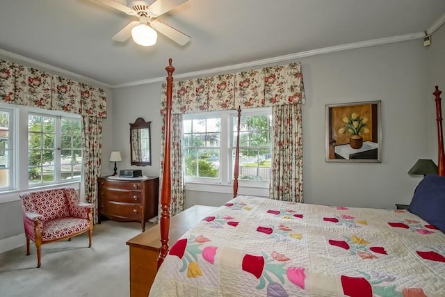 2410 Adams St, New Orleans, LA 70125 - bedroom featuring crown molding, carpet, and ceiling fan