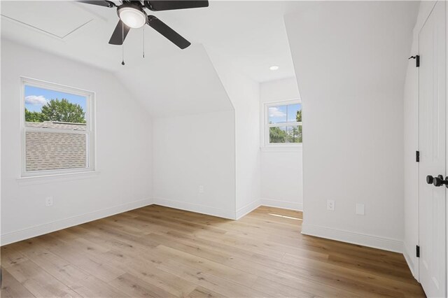 773 Rue Calais, Mandeville, LA 70471 - bonus room featuring vaulted ceiling, a ceiling fan, light wood-type flooring, and recessed lighting