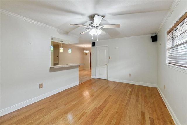 4520 Fairfield St, Metairie, LA 70006 - unfurnished room featuring ceiling fan, light wood-type flooring, and crown molding