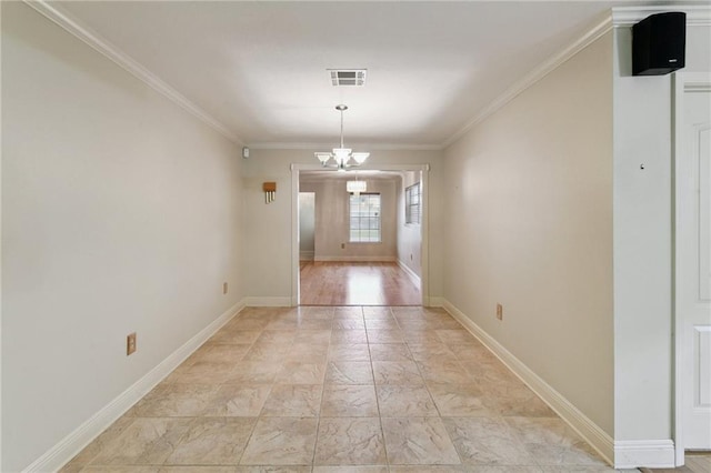 4520 Fairfield St, Metairie, LA 70006 - unfurnished dining area with ornamental molding and a chandelier