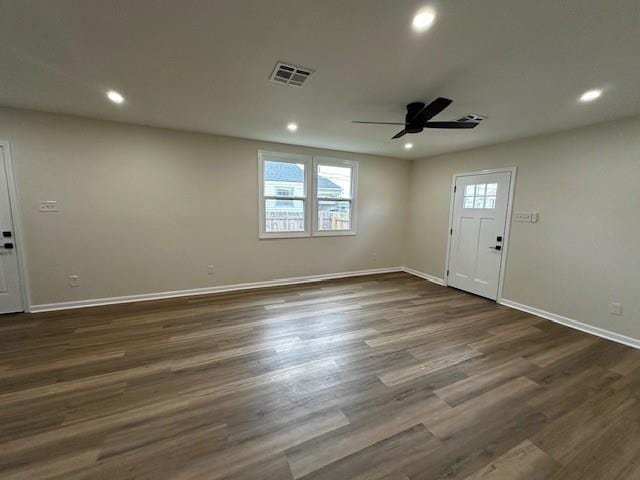 1018 Marian Ave, Metairie, LA 70001 - entryway with a ceiling fan, recessed lighting, and dark wood finished floors