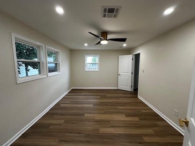 1018 Marian Ave, Metairie, LA 70001 - unfurnished room with recessed lighting, dark wood-style floors, and a ceiling fan