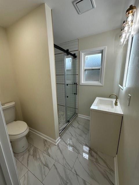 1018 Marian Ave, Metairie, LA 70001 - bathroom featuring vanity, marble look tiles, and a stall shower