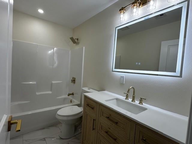 1018 Marian Ave, Metairie, LA 70001 - full bathroom with marble look tiles, vanity, and shower / bathtub combination