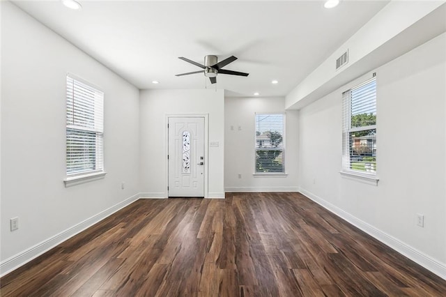 301113 Wall Blvd, New Orleans, LA 70114 - entrance foyer featuring ceiling fan, dark wood-style flooring, and recessed lighting
