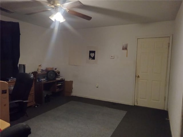 482022 Dauphine St, New Orleans, LA 70117 - office area with ceiling fan and carpet floors