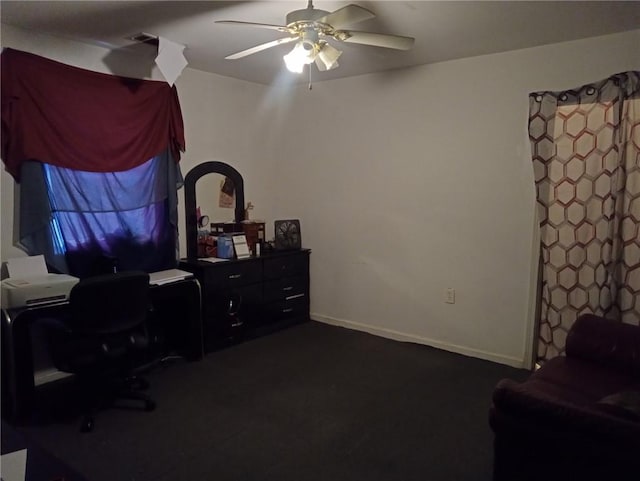 482022 Dauphine St, New Orleans, LA 70117 - office space with a ceiling fan and dark carpet