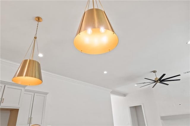 1337 Avenue Lacroix Ave, Lacroix, Covington, LA 70433 - detailed view of crown molding, a ceiling fan, and recessed lighting