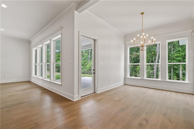 1337 Avenue Lacroix Ave, Lacroix, Covington, LA 70433 - unfurnished dining area with crown molding, wood finished floors, a chandelier, and recessed lighting