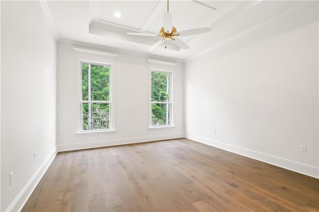 1337 Avenue Lacroix Ave, Lacroix, Covington, LA 70433 - empty room with hardwood / wood-style floors, crown molding, coffered ceiling, and recessed lighting