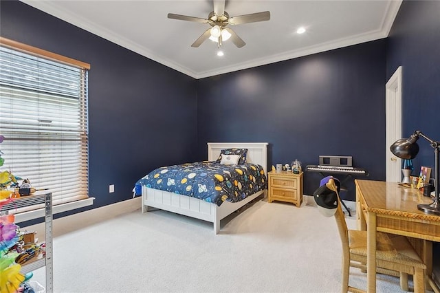 1193 Delta Ln, Covington, LA 70433 - bedroom featuring carpet flooring, crown molding, and ceiling fan