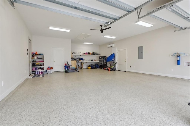 1193 Delta Ln, Covington, LA 70433 - garage featuring electric panel and a wall mounted AC